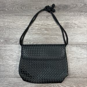 BOTTEGA VENETA Vintage Satin Intrecciato Black Hand bag Small
